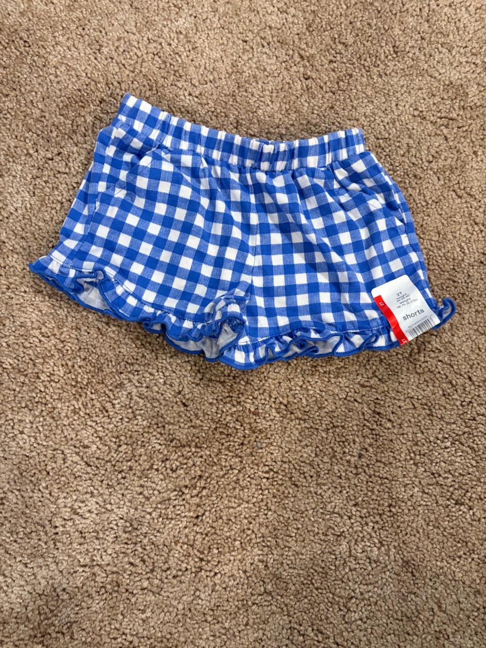 Kids Blue Gingham Ruffle Hem Shorts